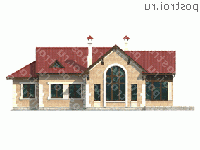 H-176-1P проект одноэтажного дома из пеноблоков размером 15 на 19 - вид сзади