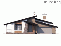 H-190-1P проект одноэтажного дома из пеноблоков с гаражом размером 16 на 17  - вид спереди