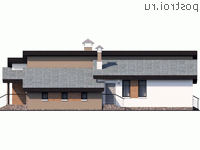 H-190-1P проект одноэтажного дома из пеноблоков с гаражом размером 16 на 17  - вид слева