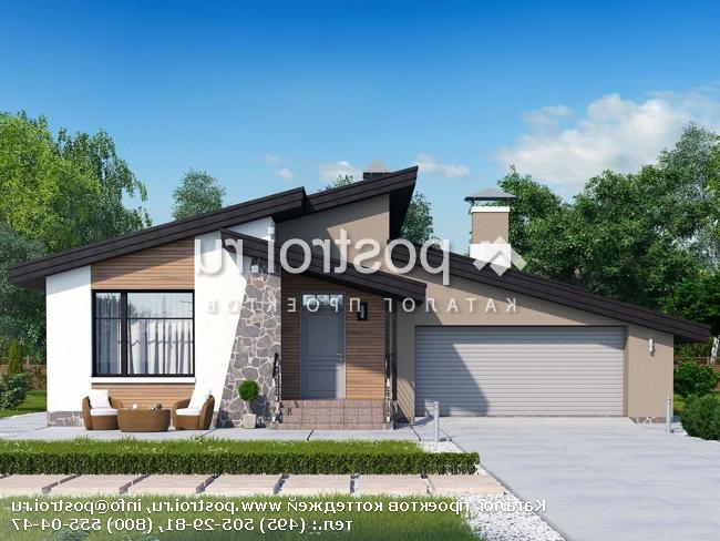 H-190-1P проект одноэтажного дома из пеноблоков с гаражом размером 16 на 17 