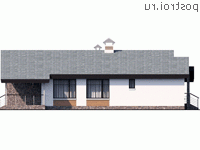H-190-1P проект одноэтажного дома из пеноблоков с гаражом размером 16 на 17  - вид справа