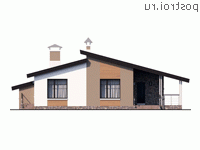 H-190-1P проект одноэтажного дома из пеноблоков с гаражом размером 16 на 17  - вид сзади