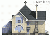 H-192-1K проект двухэтажного коттеджа из кирпича размером 11 на 11  - вид сзади