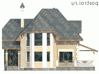 H-193-1P проект двухэтажного коттеджа из пенобетона размером 9 на 12  - вид спереди