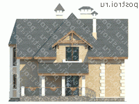 H-193-1P проект двухэтажного коттеджа из пенобетона размером 9 на 12  - вид слева