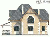 H-193-1P проект двухэтажного коттеджа из пенобетона размером 9 на 12  - вид сзади