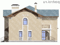 H-258-1P проект двухэтажного коттеджа из пеноблоков размером 14 на 14 - вид справа