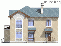 H-258-1P проект двухэтажного коттеджа из пеноблоков размером 14 на 14 - вид сзади