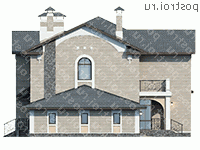 H-258-2P проект двухэтажного коттеджа из пенобетона с гаражом размером 14 на 19  - вид слева