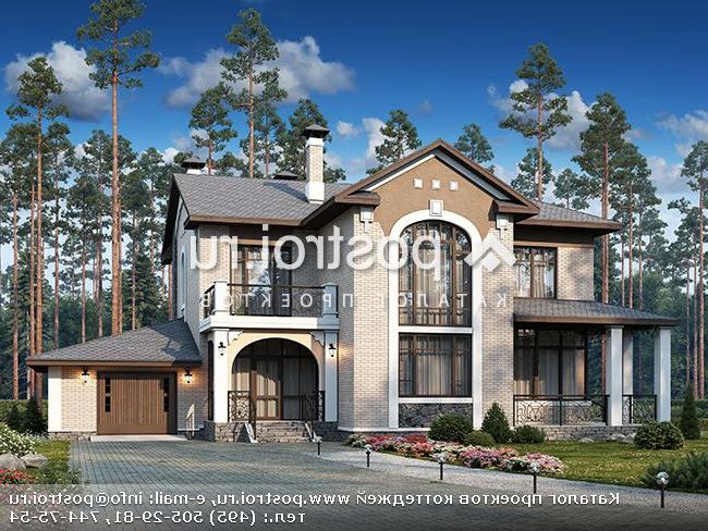 H-258-2P проект двухэтажного коттеджа из пенобетона с гаражом размером 14 на 19 