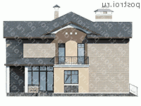 H-258-2P проект двухэтажного коттеджа из пенобетона с гаражом размером 14 на 19  - вид справа