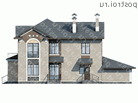 H-258-2P проект двухэтажного коттеджа из пенобетона с гаражом размером 14 на 19  - вид сзади