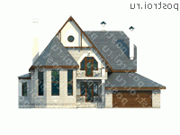 H-298-1P проект двухэтажного дома из пеноблоков с мансардой и гаражом размером 17 на 15  - вид спереди