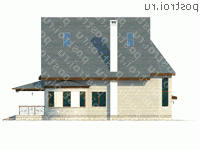 H-298-1P проект двухэтажного дома из пеноблоков с мансардой и гаражом размером 17 на 15  - вид справа