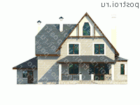 H-298-1P проект двухэтажного дома из пеноблоков с мансардой и гаражом размером 17 на 15  - вид сзади