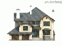 H-307-1P проект двухэтажного коттеджа из пенобетона с гаражом размером 16 на 14  - вид спереди