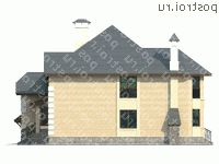 H-307-1P проект двухэтажного коттеджа из пенобетона с гаражом размером 16 на 14  - вид слева