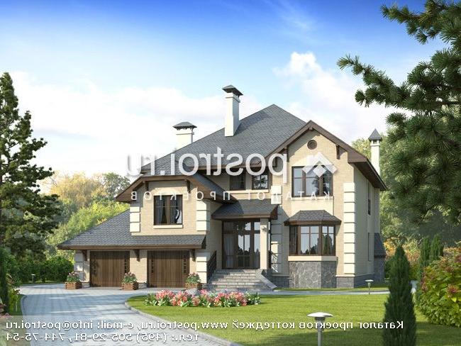 H-307-1P проект двухэтажного коттеджа из пенобетона с гаражом размером 16 на 14 