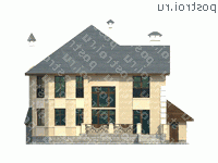 H-307-1P проект двухэтажного коттеджа из пенобетона с гаражом размером 16 на 14  - вид сзади