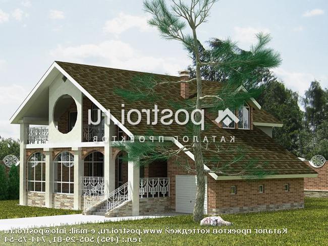 H-329-1P проект двухэтажного дома из пенобетона с цоколем и гаражом размером 15 на 15 