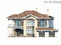 H-393-2P проект двухэтажного дома из газобетона с гаражом размером 23 на 19  - вид спереди