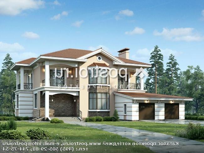 H-393-2P проект двухэтажного дома из газобетона с гаражом размером 23 на 19 