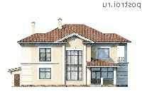 H-393-2P проект двухэтажного дома из газобетона с гаражом размером 23 на 19  - вид сзади