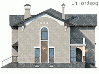 H-395-1P проект двухэтажного коттеджа из газобетона с цоколем размером 14 на 14 - вид справа H-395-1P проект двухэтажного коттеджа из газобетона с цоколем размером 14 на 14 - вид справа