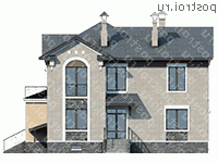 H-395-1P проект двухэтажного коттеджа из газобетона с цоколем размером 14 на 14 - вид сзади H-395-1P проект двухэтажного коттеджа из газобетона с цоколем размером 14 на 14 - вид сзади