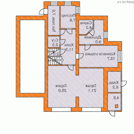 H-413-1P проект трехэтажного дома из газобетона с цоколем и мансардой и гаражом размером 15 на 12 - цоколь