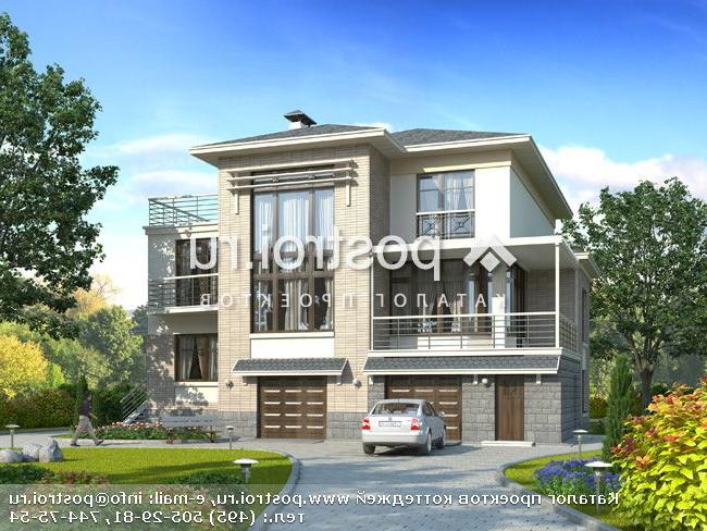 H-413-1P проект трехэтажного дома из газобетона с цоколем и мансардой и гаражом размером 15 на 12