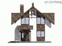 I-129-2P проект двухэтажного коттеджа из газобетона размером 9 на 9  - вид спереди