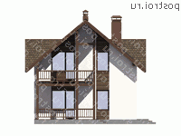 I-129-2P проект двухэтажного коттеджа из газобетона размером 9 на 9  - вид сзади