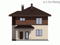 I-135-1P проект двухэтажного дома из газобетона размером 10 на 10  - вид спереди