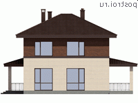 I-135-1P проект двухэтажного дома из газобетона размером 10 на 10  - вид слева