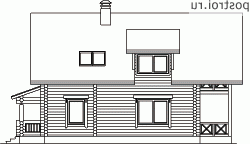 I-166-1D проект одноэтажного деревянного дома из бревна с мансардой и гаражом размером 10 на 12  - вид слева