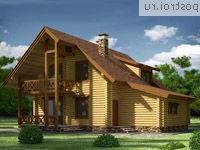 I-166-1D проект одноэтажного деревянного дома из бревна с мансардой и гаражом размером 10 на 12 