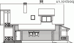 I-166-1D проект одноэтажного деревянного дома из бревна с мансардой и гаражом размером 10 на 12  - вид справа