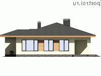 I-170-1P проект одноэтажного дома из пеноблоков с гаражом размером 16 на 14 - вид слева