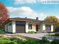 I-170-1P проект одноэтажного дома из пеноблоков с гаражом размером 16 на 14