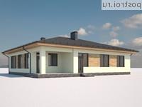 I-170-1P проект одноэтажного дома из пеноблоков с гаражом размером 16 на 14