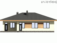 I-170-1P проект одноэтажного дома из пеноблоков с гаражом размером 16 на 14 - вид сзади