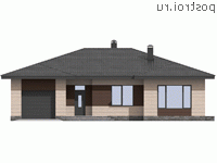 I-170-2P проект одноэтажного дома из пеноблоков с гаражом размером 17 на 14 - вид спереди