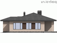 I-170-2P проект одноэтажного дома из пеноблоков с гаражом размером 17 на 14 - вид слева