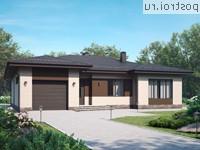 I-170-2P проект одноэтажного дома из пеноблоков с гаражом размером 17 на 14