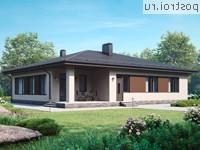 I-170-2P проект одноэтажного дома из пеноблоков с гаражом размером 17 на 14