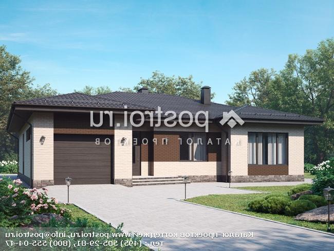 I-170-2P проект одноэтажного дома из пеноблоков с гаражом размером 17 на 14