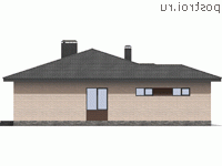 I-170-2P проект одноэтажного дома из пеноблоков с гаражом размером 17 на 14 - вид справа