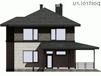 I-171-1P проект двухэтажного дома из пеноблоков размером 10 на 10 - вид спереди