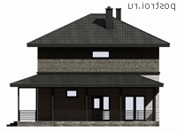 I-171-1P проект двухэтажного дома из пеноблоков размером 10 на 10 - вид слева